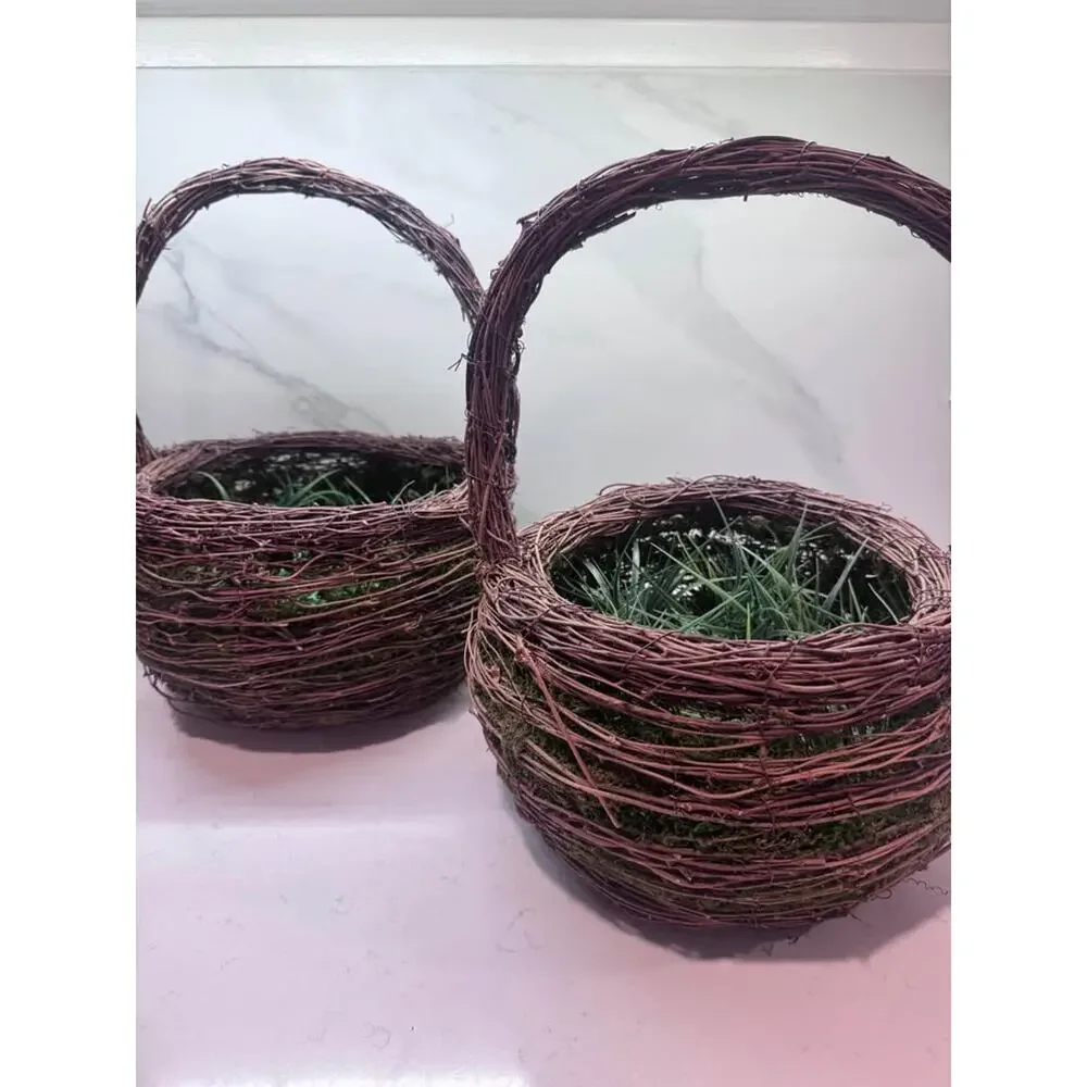 Set of 2 Rustic Twig Baskets